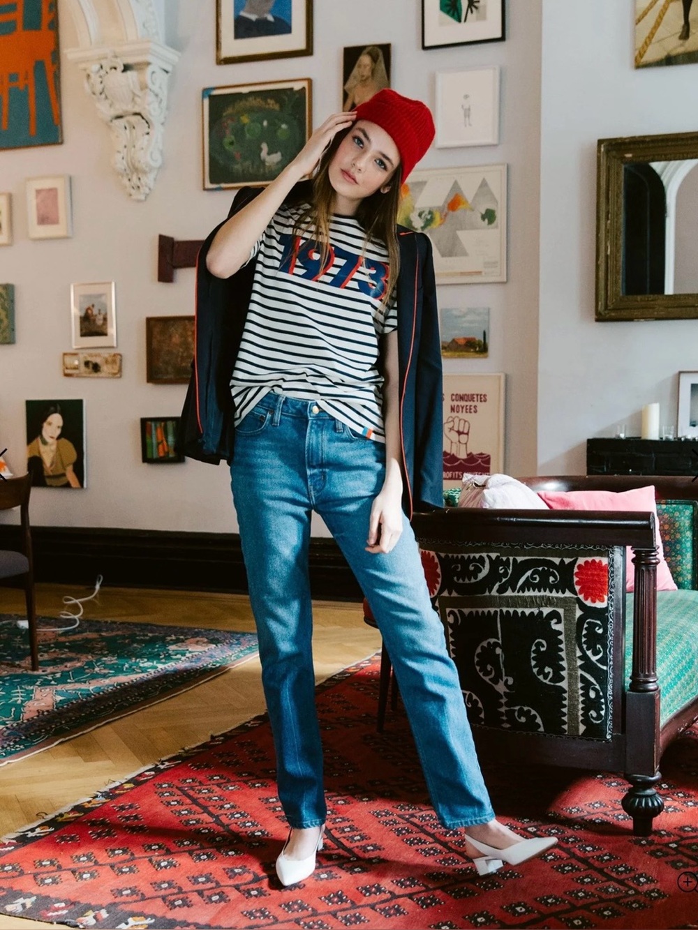 KULE X Prinkshop The Modern 1973 Striped Tee Cream/Navy